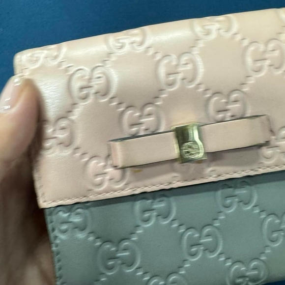 100% Authentic Gucci Guccissima Leather Compact Bow Wallet - Picture 3 of 14